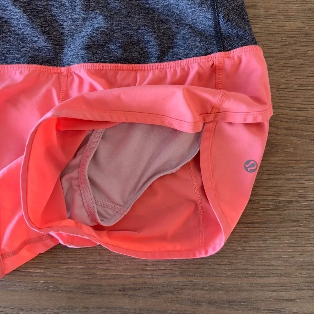 Lululemon Run: Speed Short *Block-It Pocket-Grapefruit-Style‎ # W7789S-Size 4